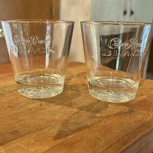 Crown Royal BLACK Clear Whiskey Bar Rocks Glass Italy 3-5/8"